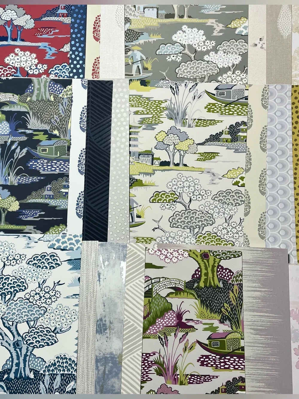 24 Large Assorted Designer Multicolor Wallpaper Sample Sheets Scenic Patchwork
